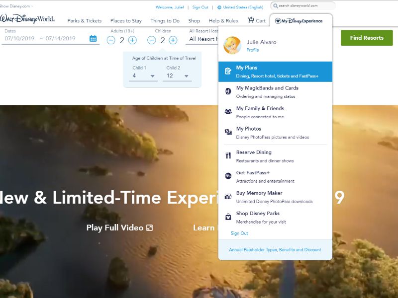 Como vincular ingressos no my disney experience