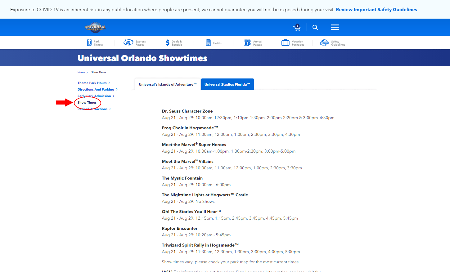 Shows Universal