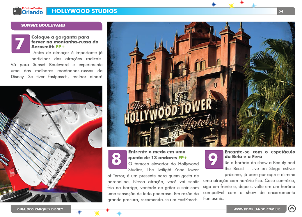 página do roteiro Hollywood Studios