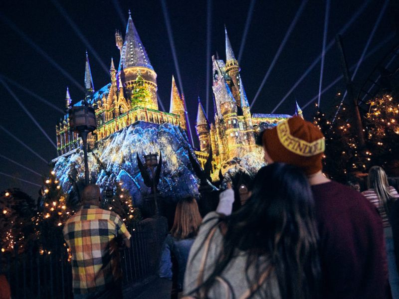 The Nighttime Lights at Hogwarts Castle