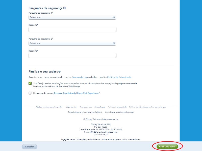 Termos e condições do My Disney Experience