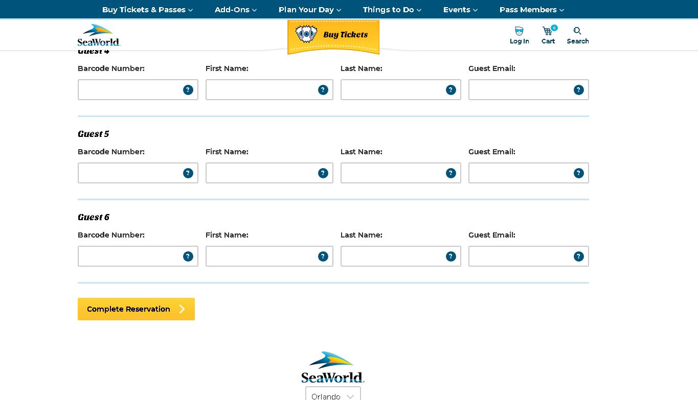 seaworld sistema de reserva