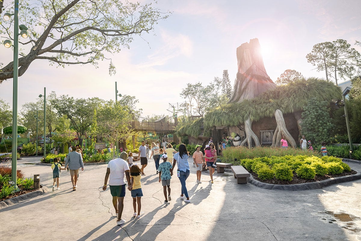Shrek e Burro aguardam você na DreamWorks Land ©2025 universalorlandoresort